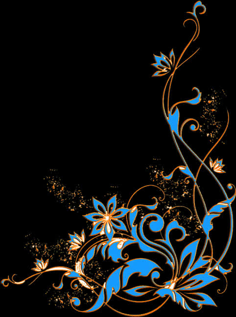 A Blue And Orange Floral Design