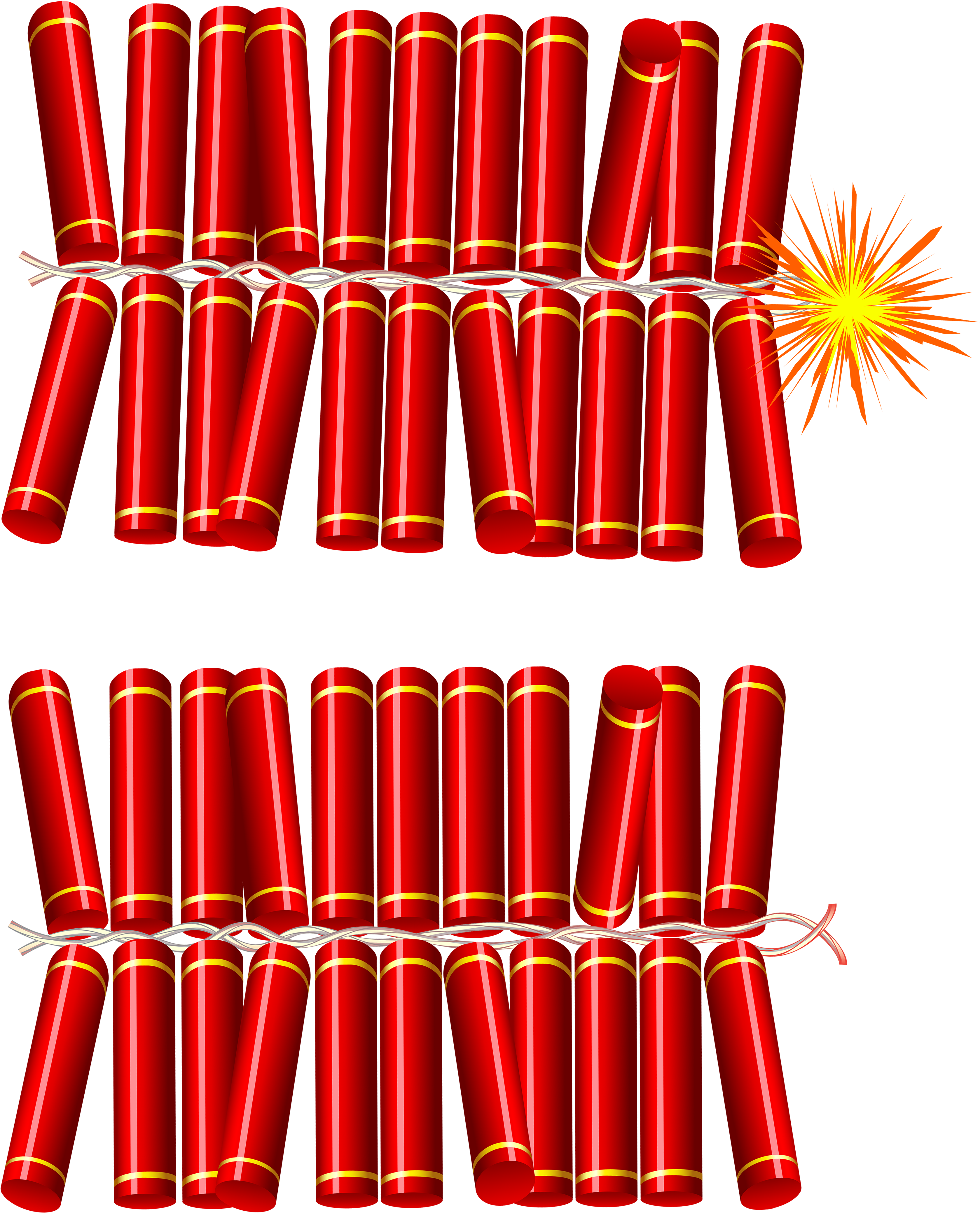 A Red Sticks Tied Together With A Lit Firecracker