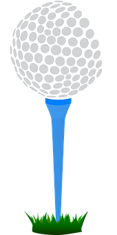 A Golf Ball On A Blue Tee