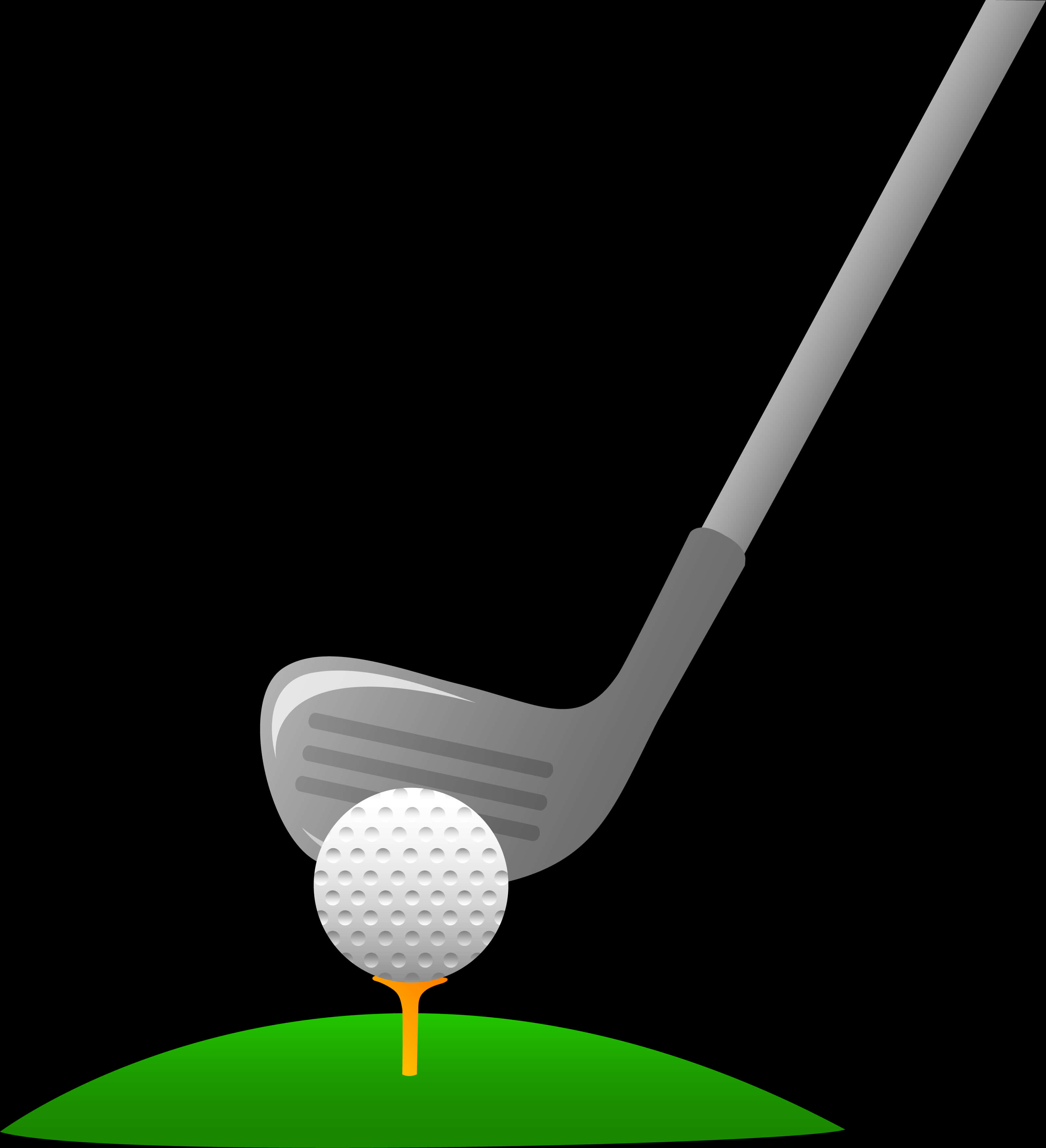 A Golf Club And Ball On A Tee