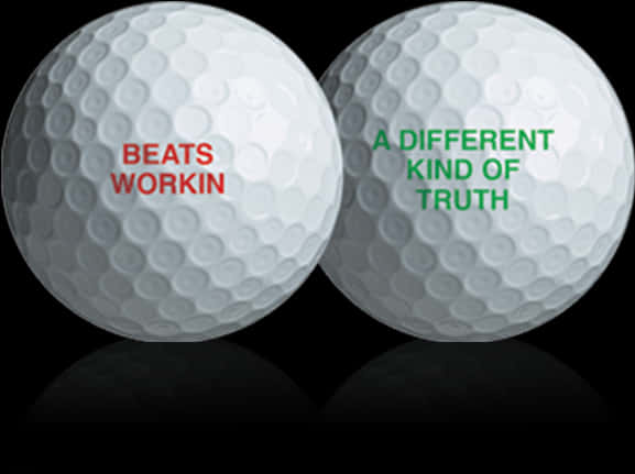 A Pair Of Golf Balls With Words