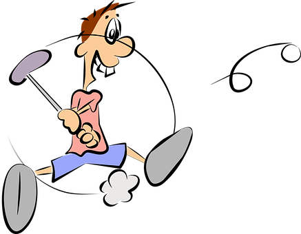 Cartoon Of A Man Running With A Golf Club