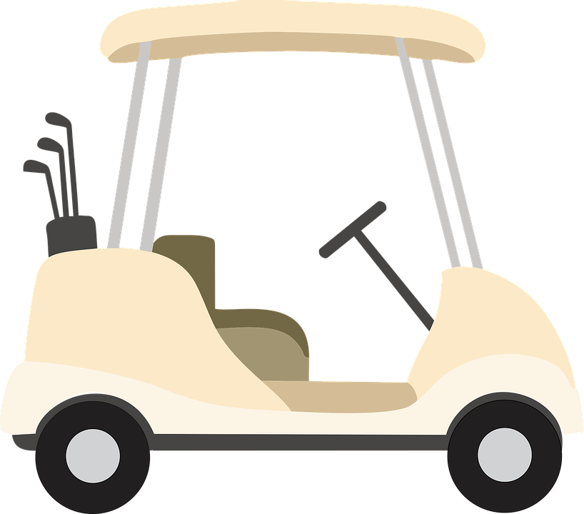 A Golf Cart With Clubs