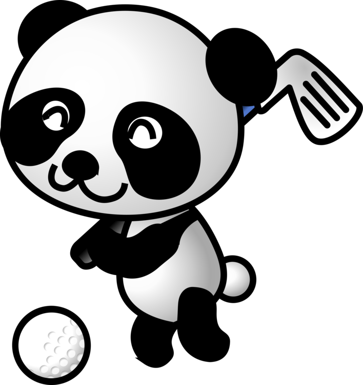 A Cartoon Panda Playing Golf