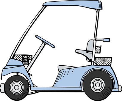 A Blue Golf Cart With A Black Background
