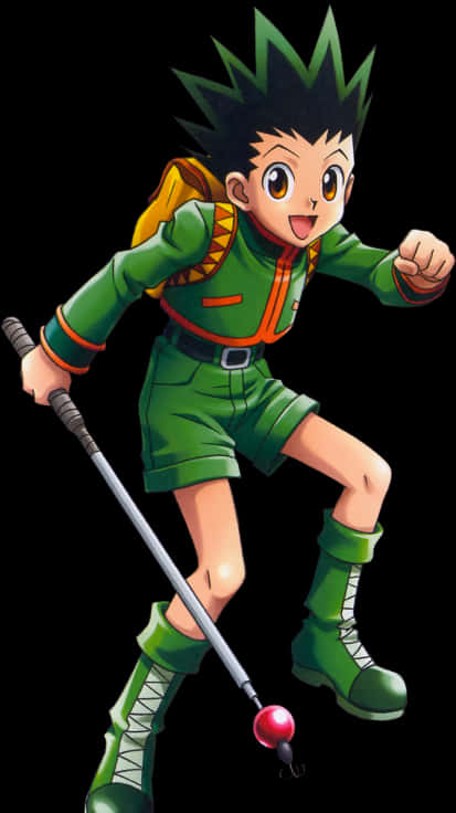 A Cartoon Of A Boy In Green Uniform