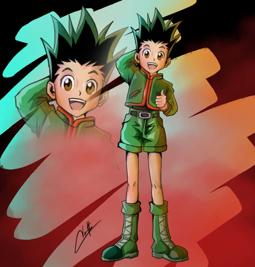 A Cartoon Of A Boy With Green Hair