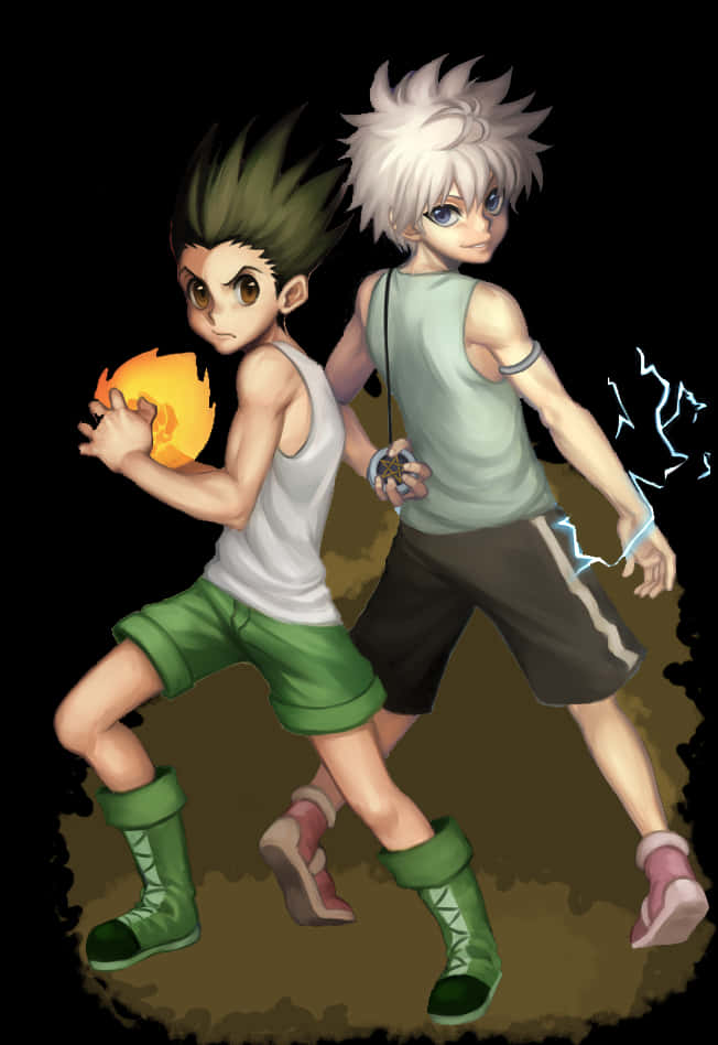 Cartoon Of Two Boys Holding A Fire Ball