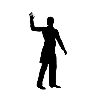 A Silhouette Of A Man Waving
