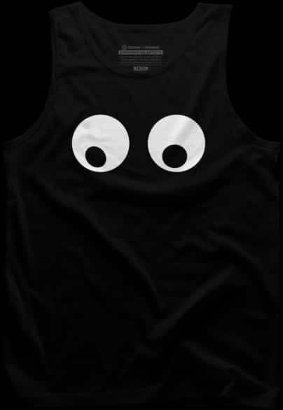 A Black Tank Top With White Eyes On It