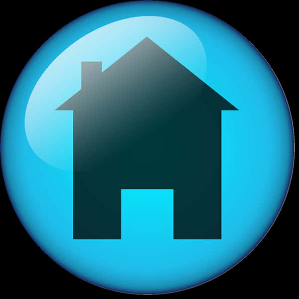 A Blue Button With A House Silhouette