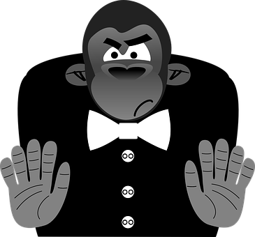 A Cartoon Of A Gorilla With His Hands Up