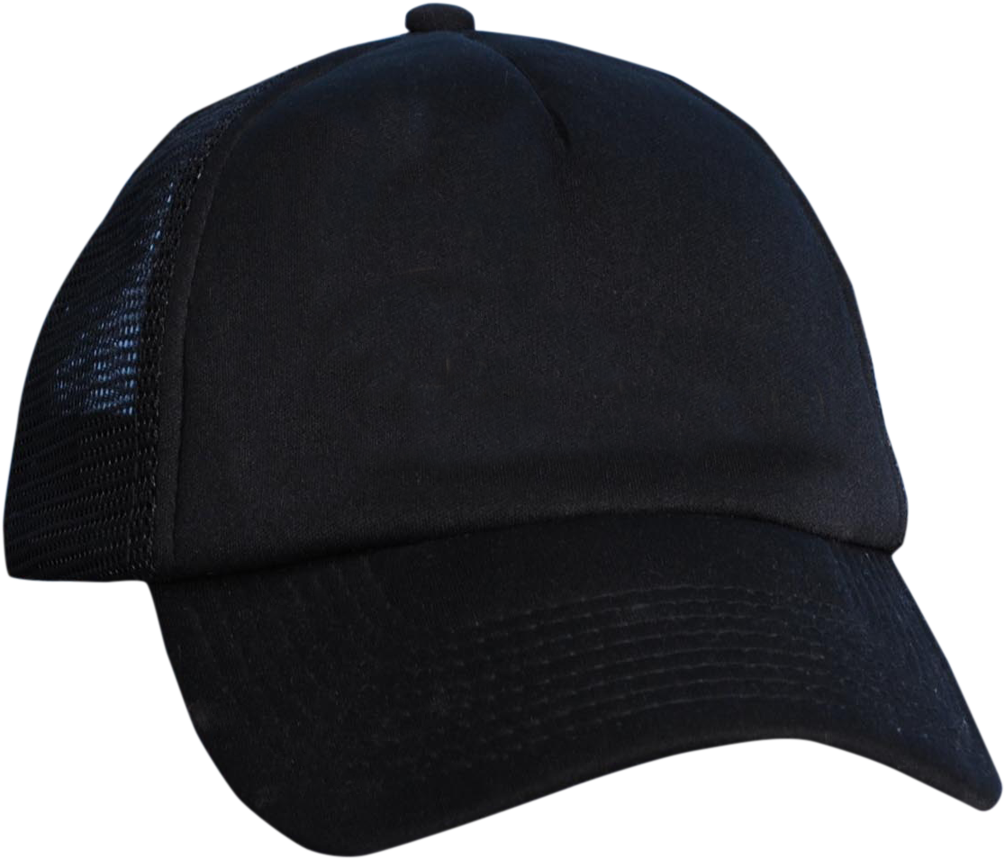 A Black Hat With A Mesh Back