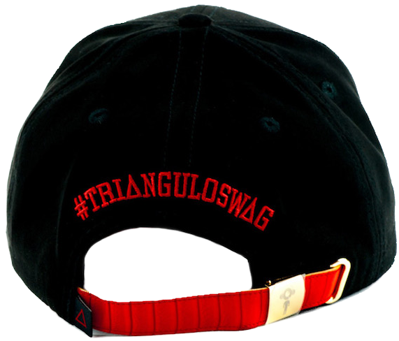 A Black Hat With Red Text