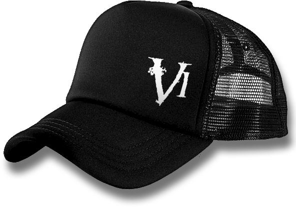 A Black Hat With A White Letter On It