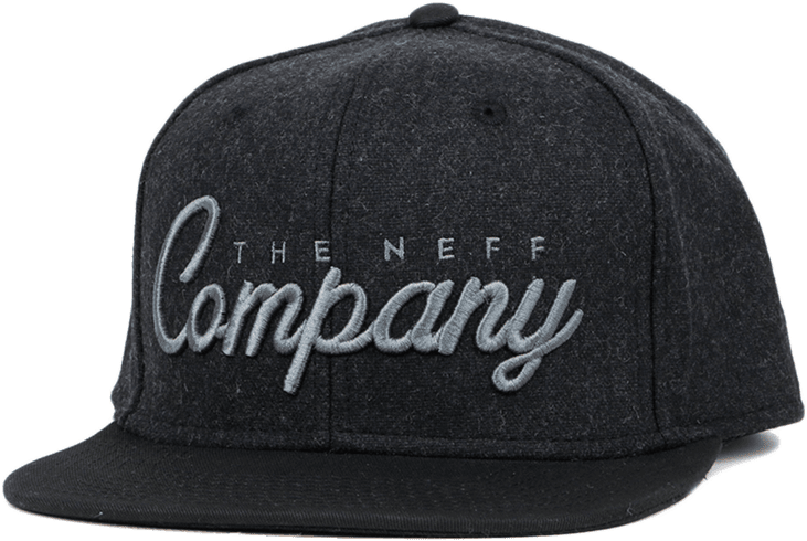 A Black Hat With Grey Text