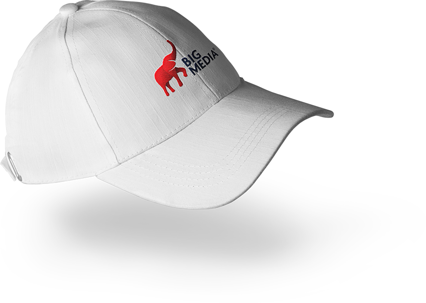 A White Baseball Cap With An Elephant On It
