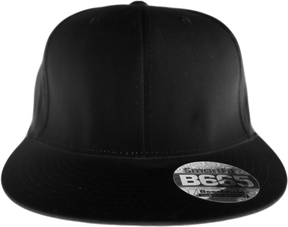A Black Hat With A Silver Sticker On It