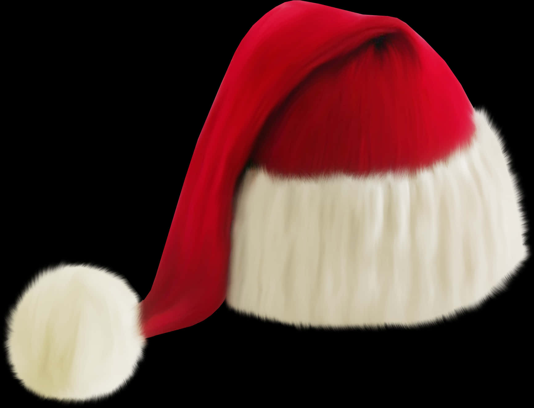 A Red And White Hat With A White Pompom
