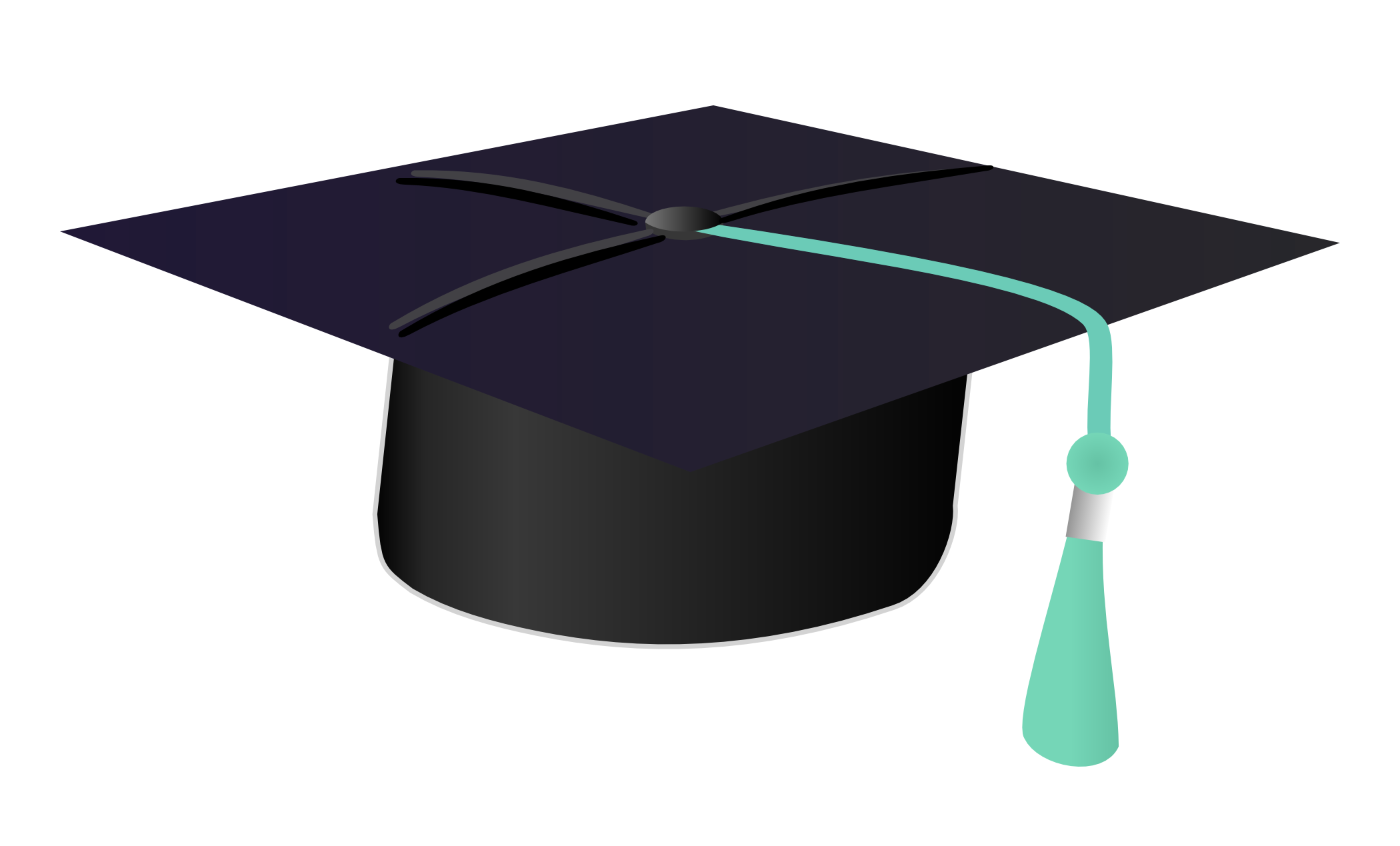 A Black Graduation Cap With A Green Tassel