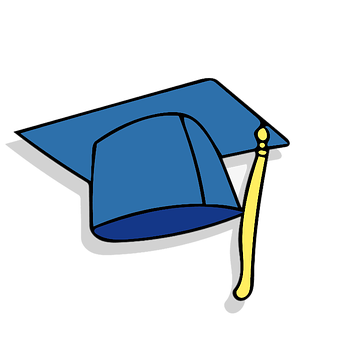 A Blue Graduation Cap With A Yellow Stick