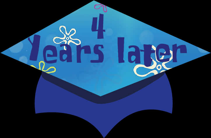 A Blue Graduation Cap With White Text