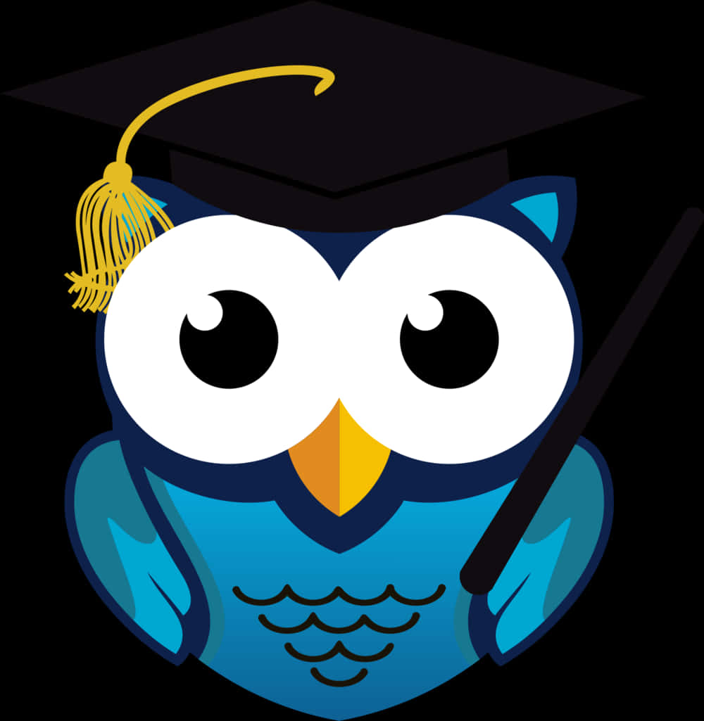 A Cartoon Of An Owl With A Graduation Cap And A Stick