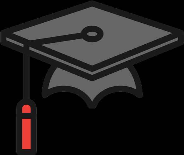 A Black And Grey Graduation Cap With A Red Tassel