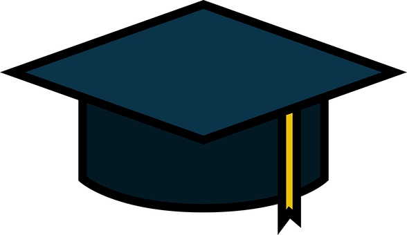 A Blue Graduation Cap With A Yellow Tassel