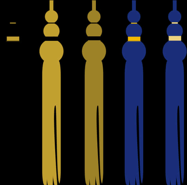 A Group Of Blue And Gold Objects