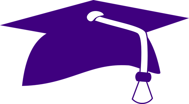 A Purple Graduation Cap With A White Flag