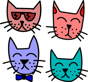 A Group Of Cats With Different Colors