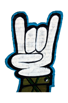 A Hand Gesture Painted On A Brick Wall