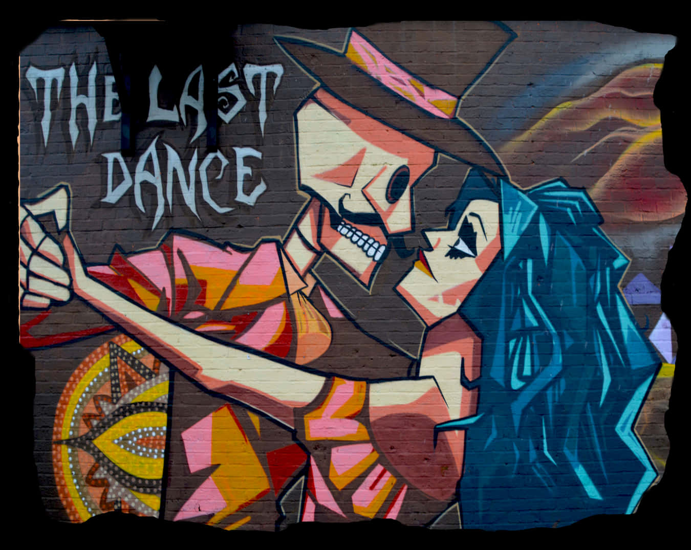 A Mural Of A Man And Woman Dancing