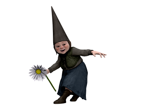 A Cartoon Of A Gnome Holding A Flower