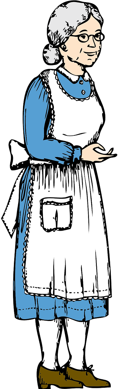 A Cartoon Of A Woman Wearing A White Apron