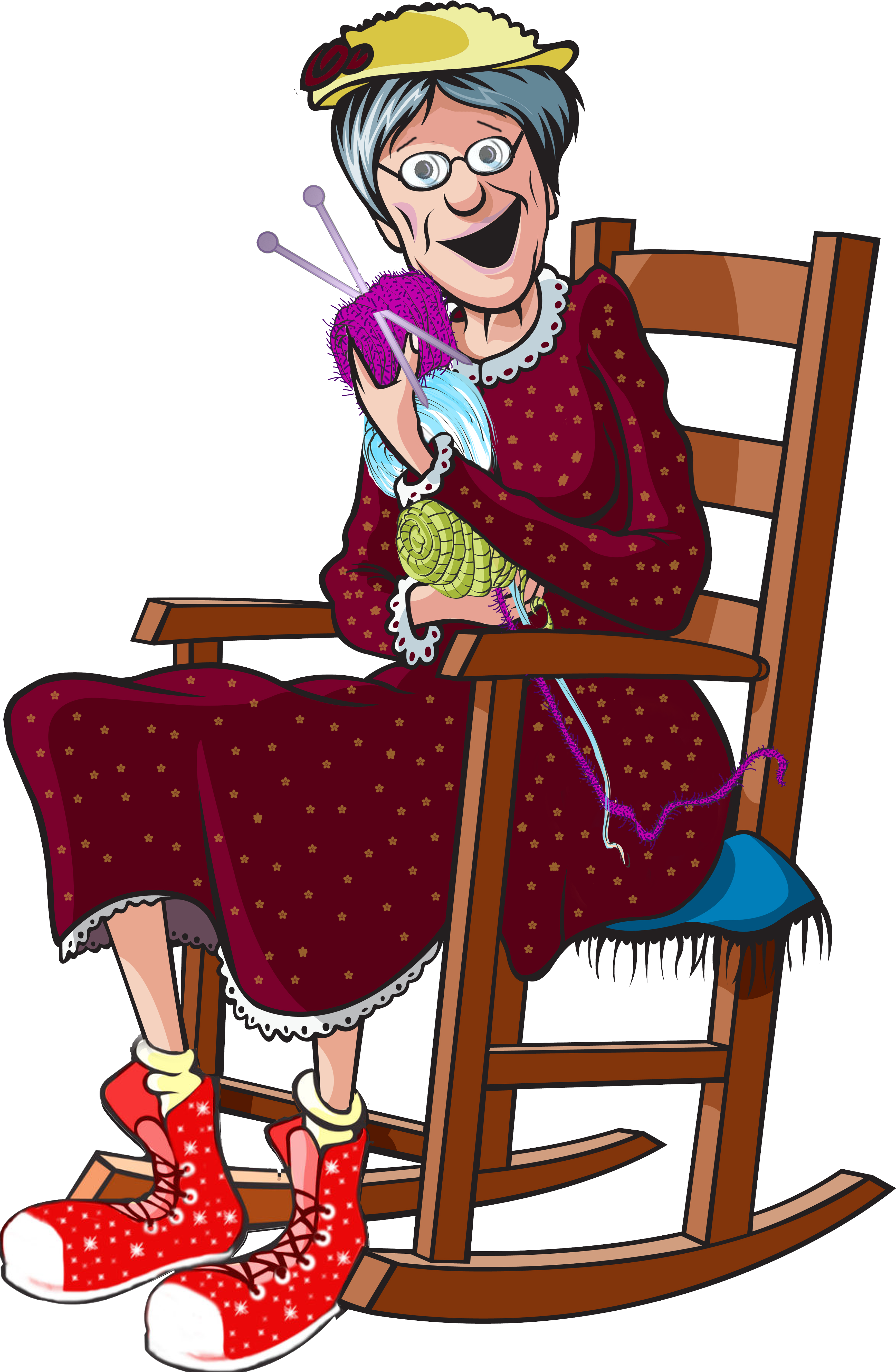 A Cartoon Of A Woman In A Rocking Chair