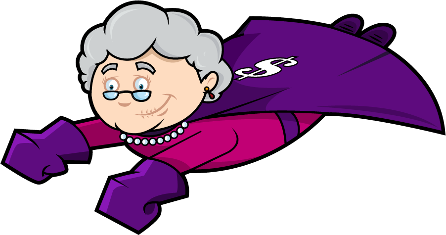 Cartoon A Cartoon Of An Old Woman Flying