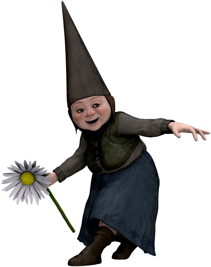 A Cartoon Of A Gnome Holding A Flower