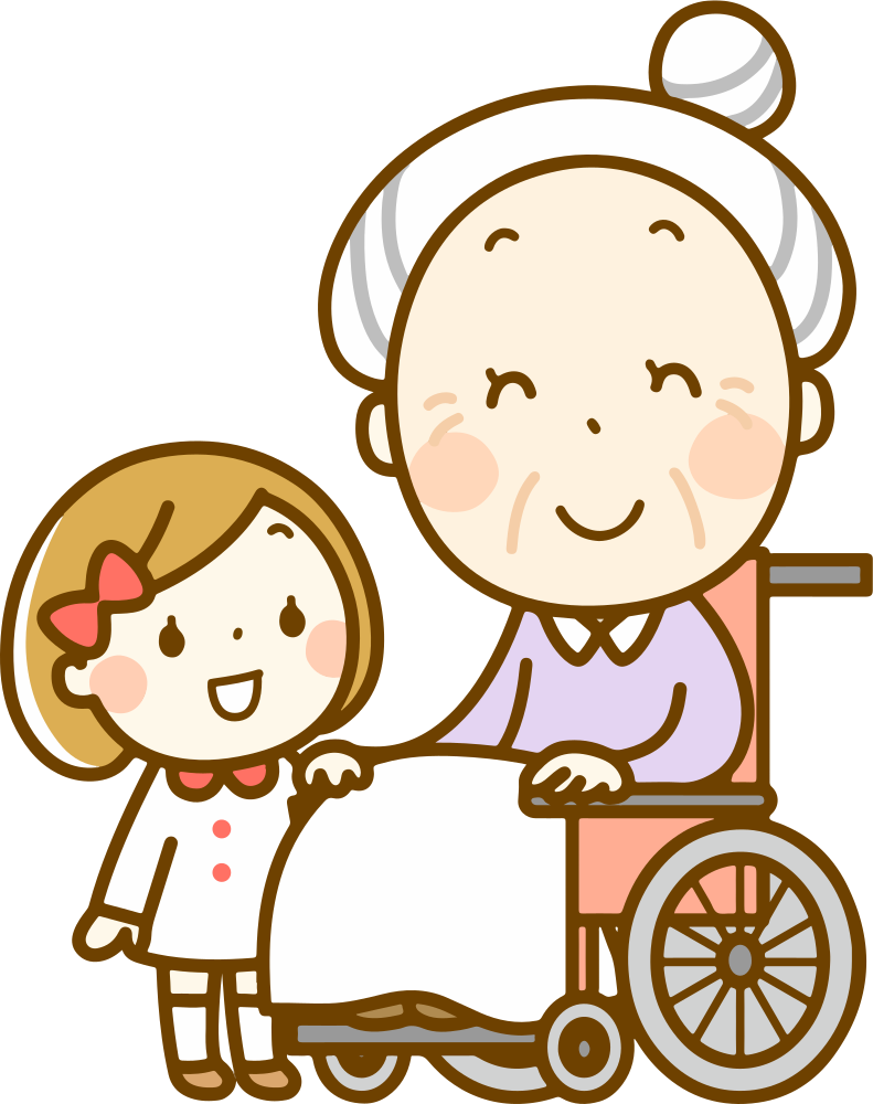 A Cartoon Of An Old Woman And A Girl