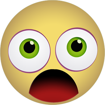 A Yellow Emoji With Green Eyes And A Surprised Expression