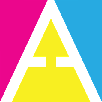 A Yellow Black And Blue Triangle With An Arrow