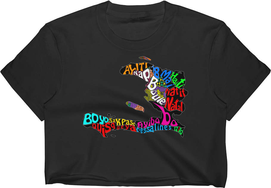 A Black Shirt With Colorful Text On It