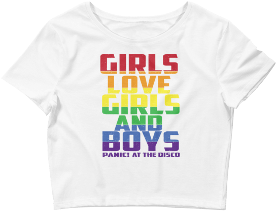 A White Shirt With Rainbow Text