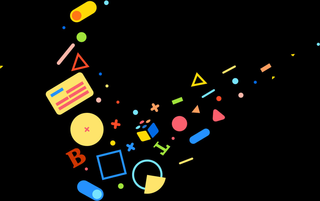 A Group Of Colorful Shapes On A Black Background