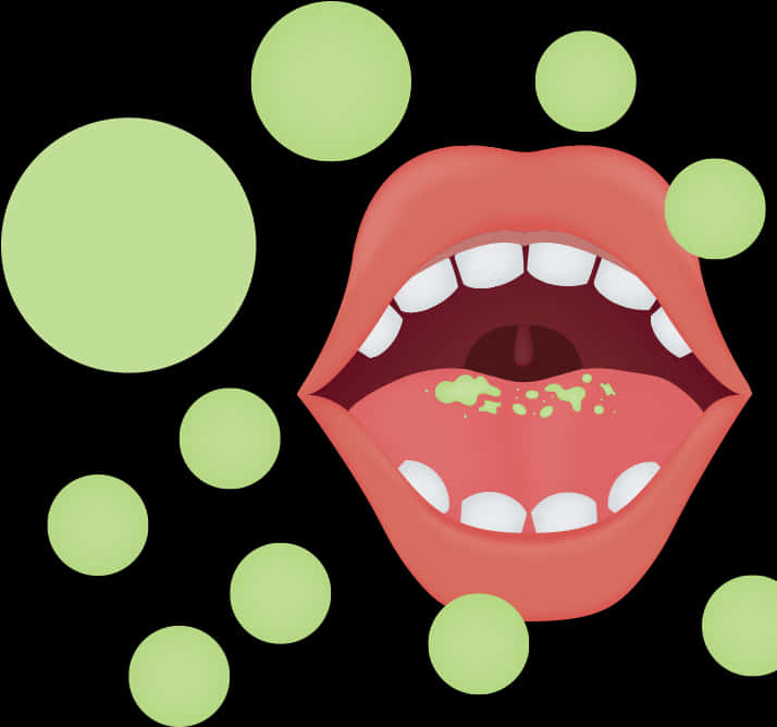 A Mouth With White Teeth And Green Circles