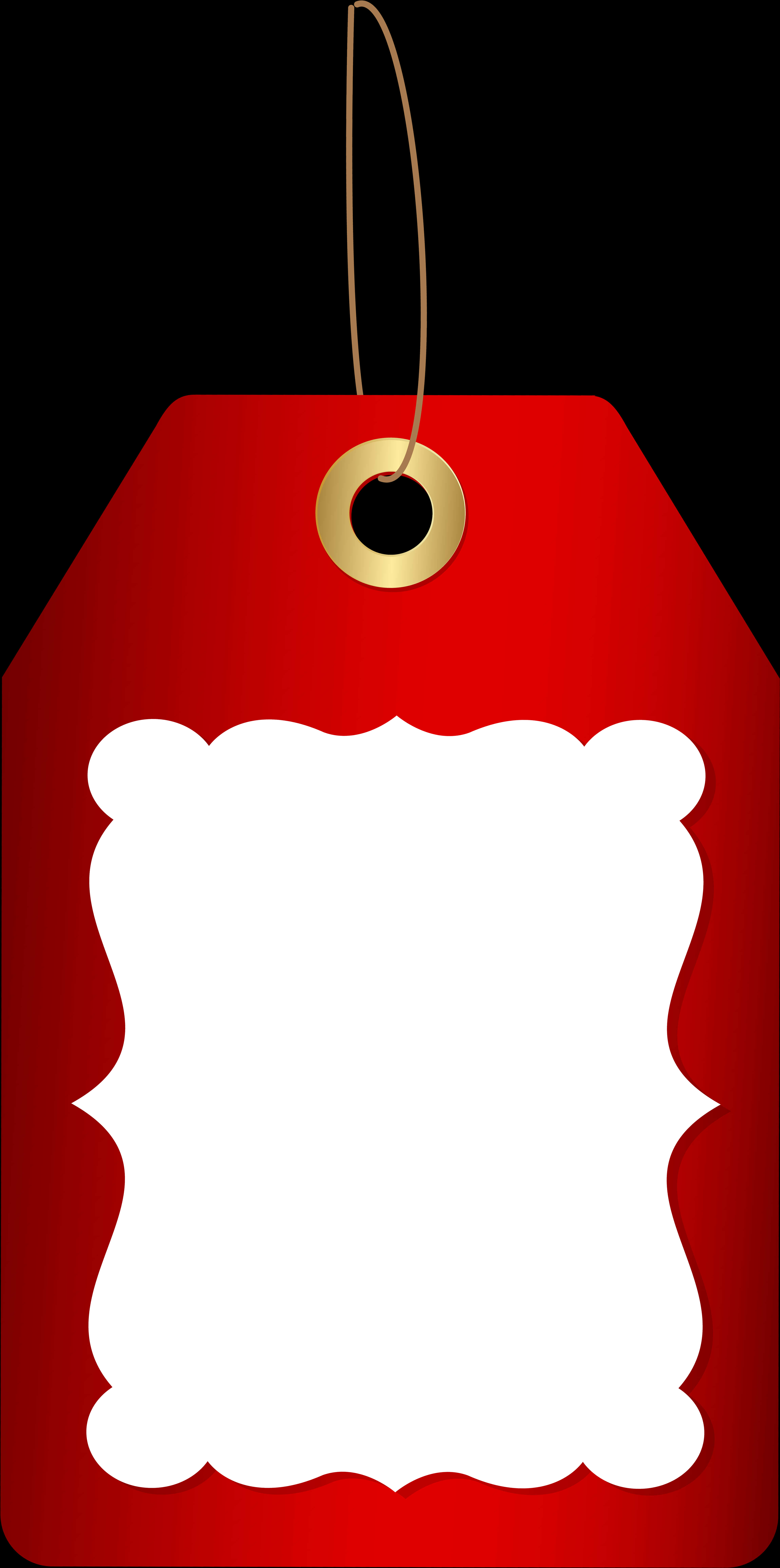 A Red And White Tag With A Hole