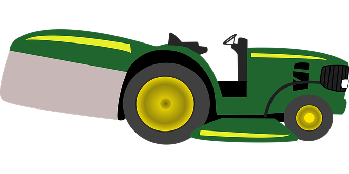 A Green Tractor With Yellow Rims