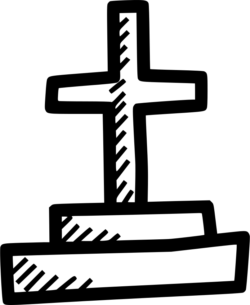A Black And White Drawing Of A Cross