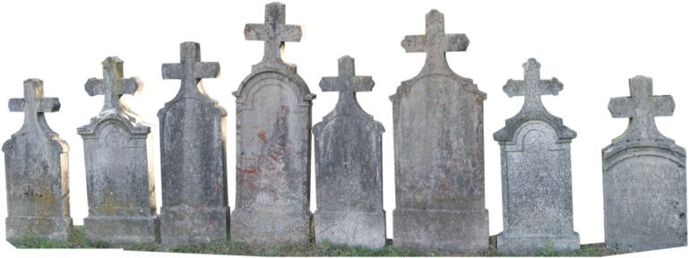A Group Of Gravestones With Crosses